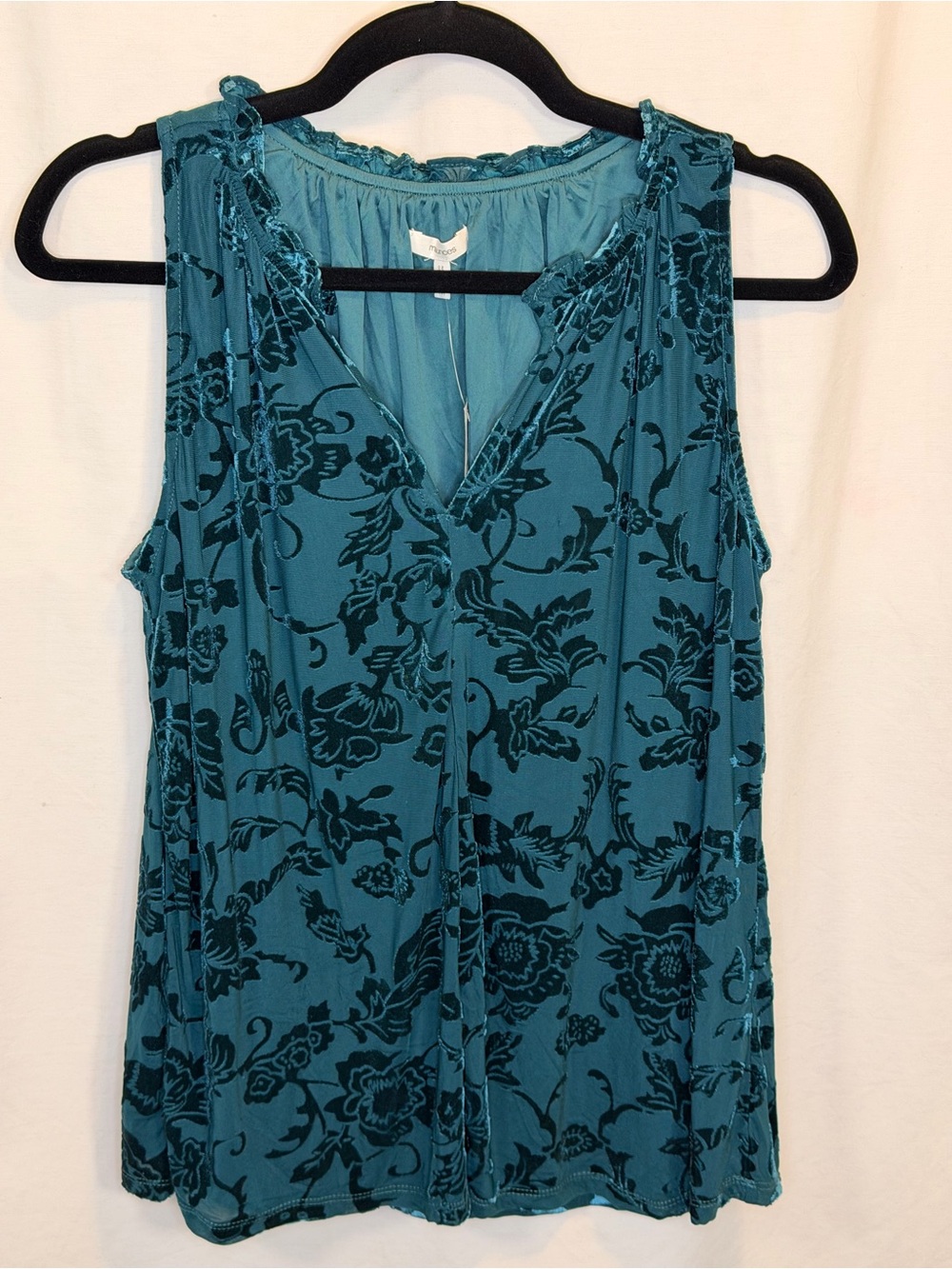 Maurices Teal Floral Velvet Burnout Sleeveless Top
